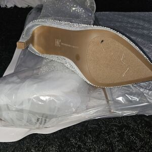 INC International Concepts Silver Glitter Heels